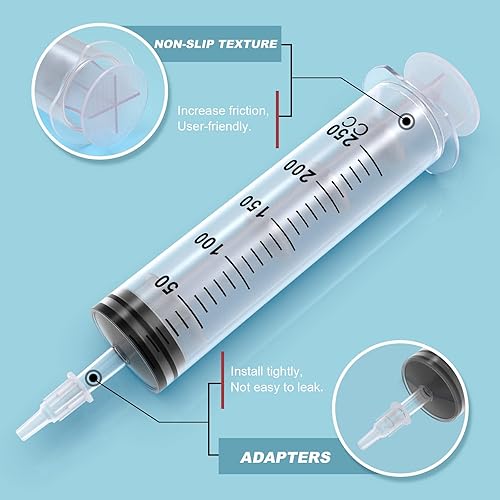 Miniatura 10 de Paquete de 3 jeringas grandes de 3.4 fl oz y 2 jeringas de plástico de 0.7 onzas líquidas con adaptador de punta y tubo suave, herramientas