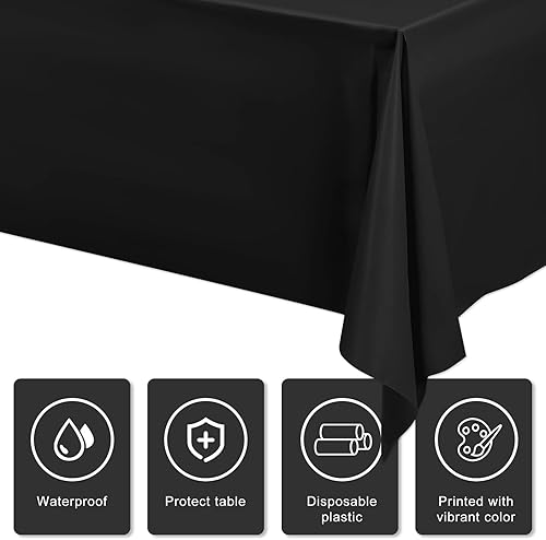 Miniatura 4 de Moukeren Paquete de 16 manteles de plástico a granel de 54 x 108 pulgadas, desechables, rectangulares, impermeables, para fiestas, eventos en