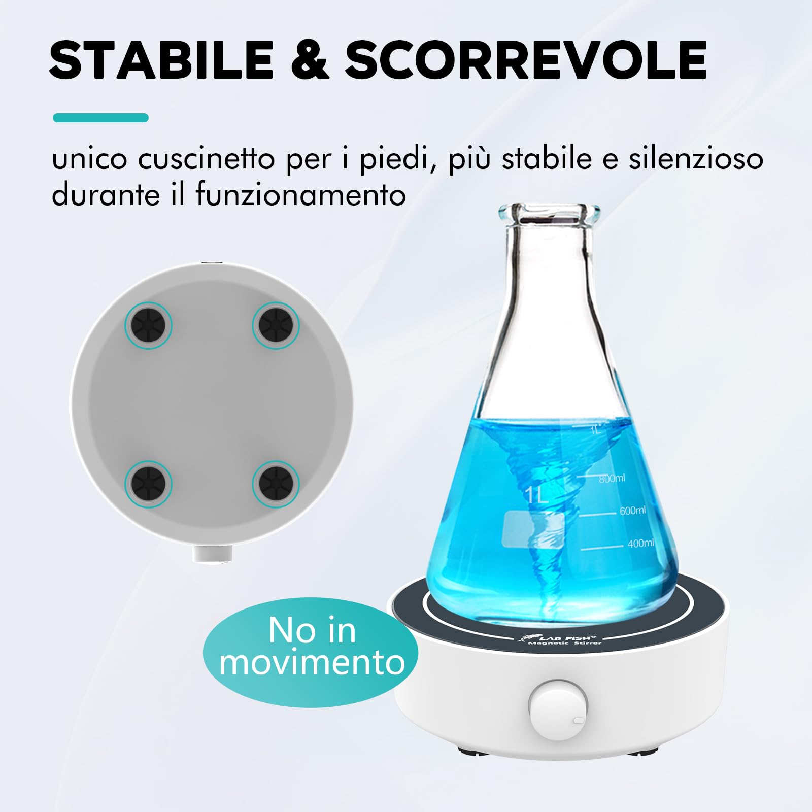 LAB FISH Agitatore Magnetico 200-1800PRM Miscelatore Magnetico con Agitazione Massima 3000ml per Laboratorio e Birra Domestica