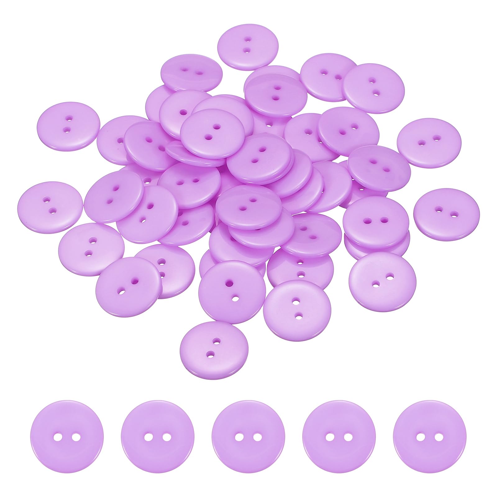 sourcing map 50pcs Resin Sewing Button, 20mm (3/4-inch) 2 Holes Round Craft Decorative Buttons for Coat Clothes Holiday Decoration, Light Purple