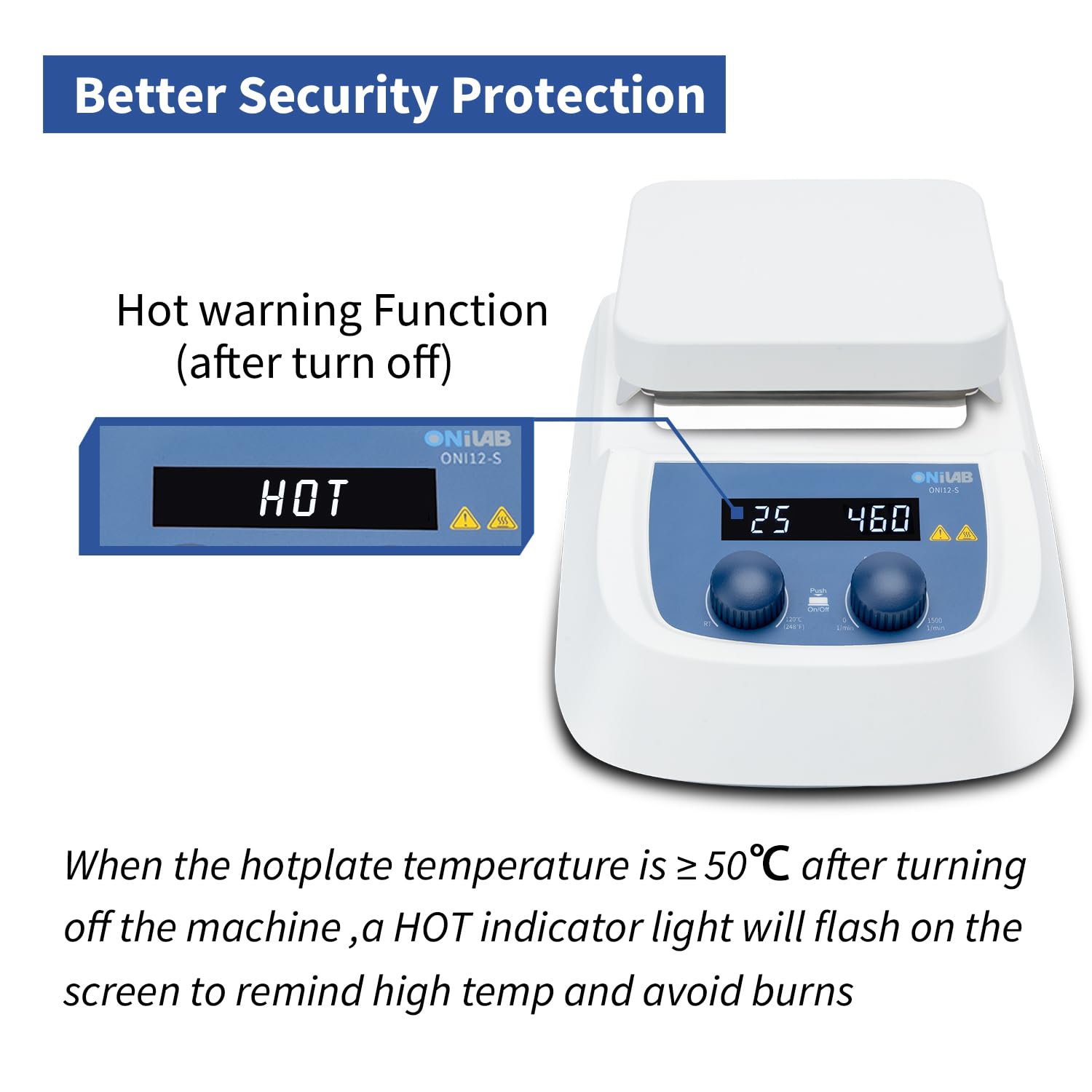 ONiLAB 120℃ 5 inch LED Digital Hotplate Magnetic Stirrer with Ceramic Coated Stainless Steel Work Plate, 200-1500rpm,5L,110V,Temp Probe Sensor & Support Stand & Stirring Bar Included