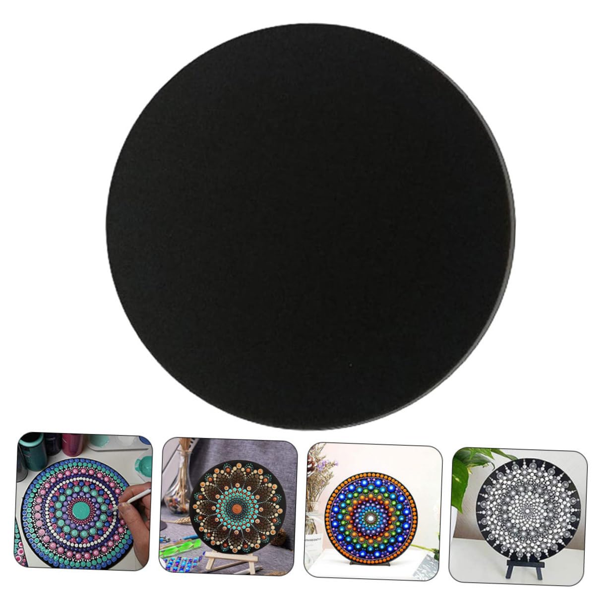 Gadpiparty 5 Sätze Zeichenkarton Extra Mandala-zeichenblöcke Für Kreisförmig Runden Mandala-zeichnungskarton Skizzenblock Bemalte Werkzeuge Papier Schwarz 8 Stücke * 5