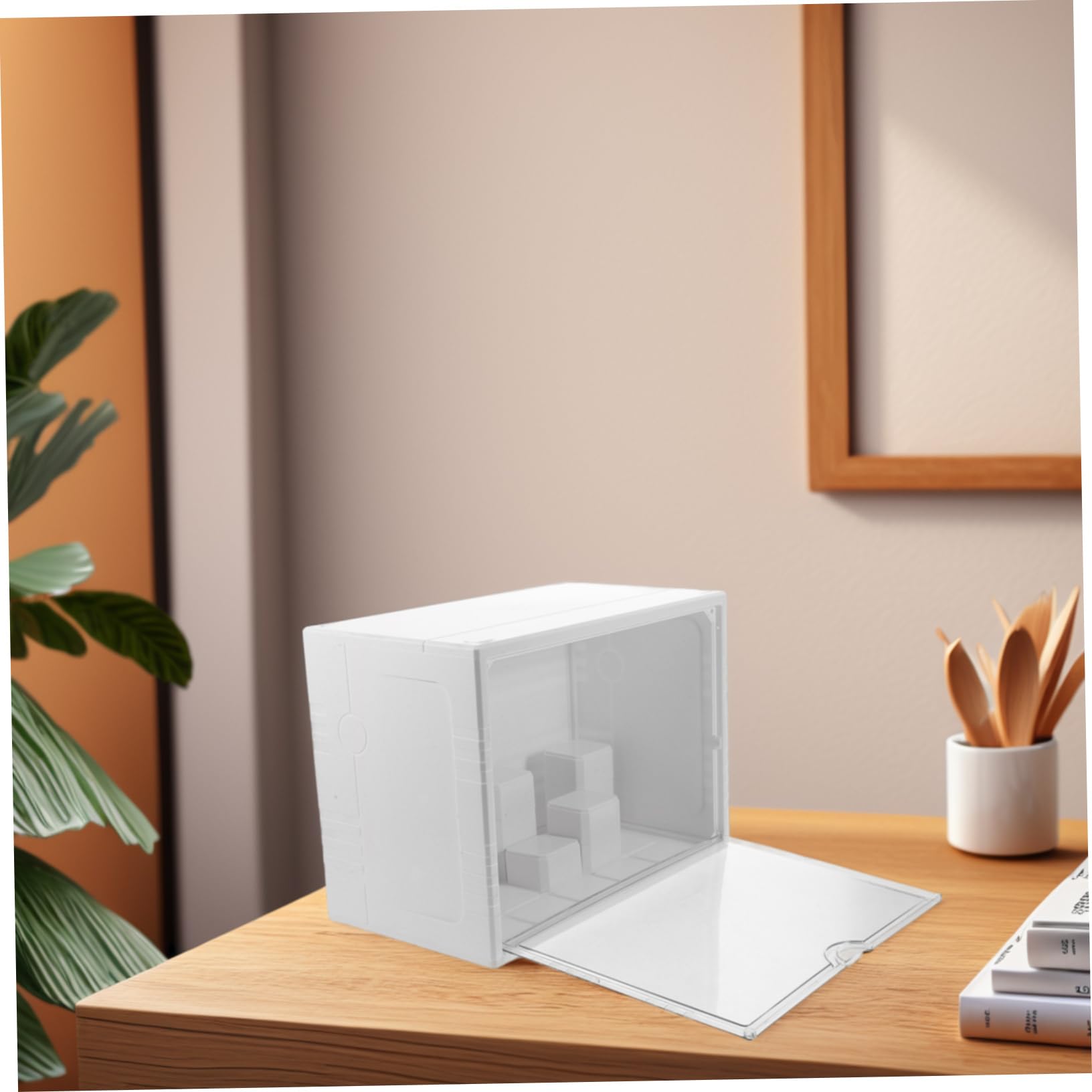 PRETYZOOM Vitrina Coleccionable Transparente para Figuras y Decoración Estante Expositor Mini Gabinete De Rocas Cajas Organizadoras para Oficina y Hogar
