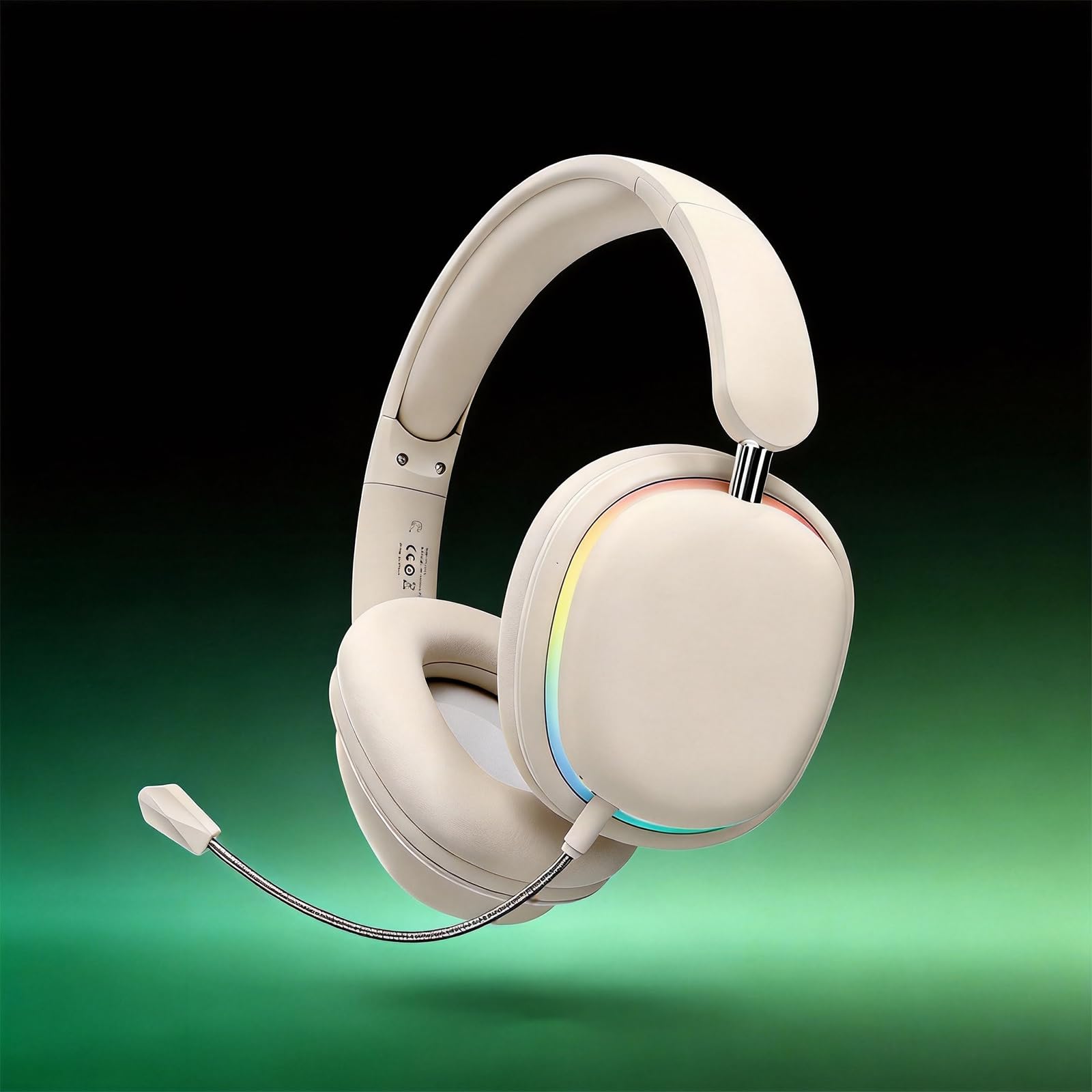 Cuffie Bluetooth wireless over-ear con chip 5.3, 20 ore di riproduzione, driver da 40 mm, design pieghevole e leggero, illuminazione RGB, doppio microfono per chiamate chiare, compatibili con PC