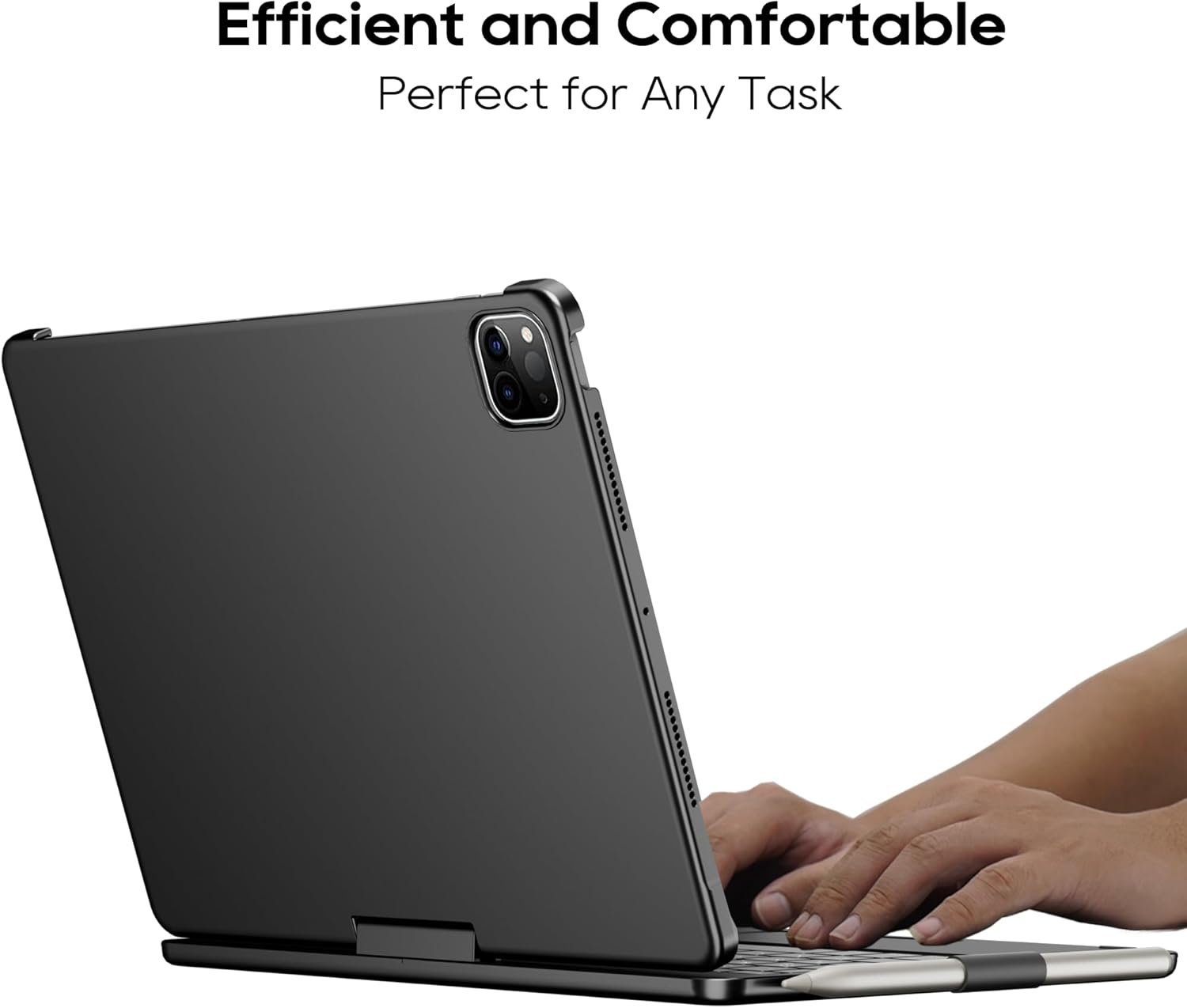 edaiser Swivel Keyboard Case for 2025 iPad (11th-10th)& iPad Air 11-inch (M2-M3)& iPad Air 5/4th Gen & iPad Pro 11 inch (4th-1st); Rotatable Cover with Pencil Holder Trackpad Backlit, Black - Image 3