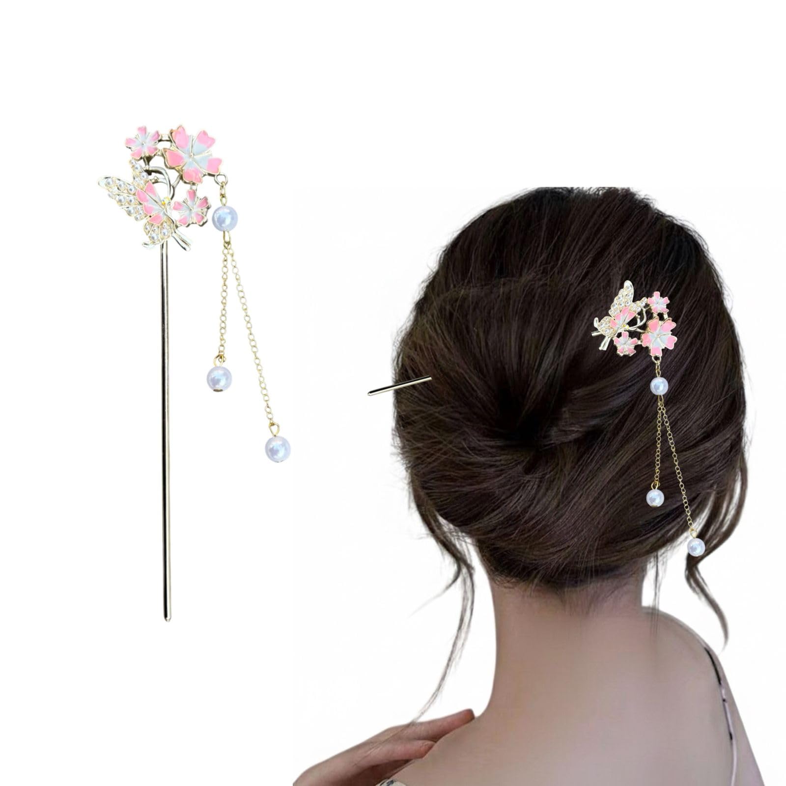 INHEAVEN Hair Sticks, Chinese Vintage Hair Pins Chopsticks, Retro Metal Head Stick, National Style Headpieces for Women Girls, 1 Piece (STICK 04)-picture-42