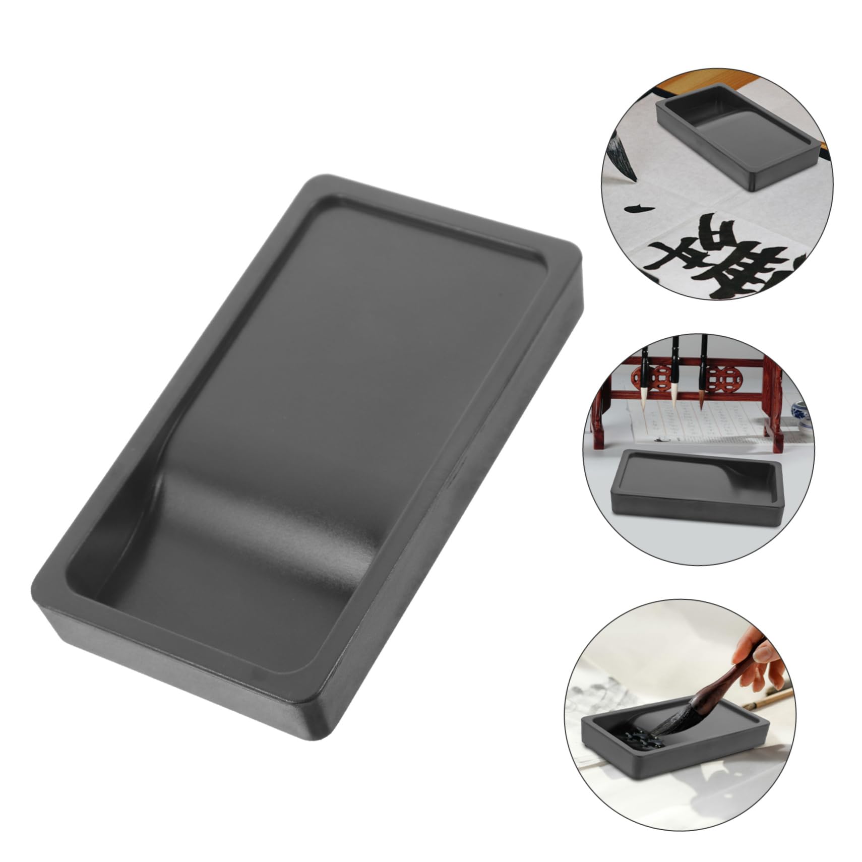 TEHAUX 4stücke Double-sided Portable Chinese Inkslab Student Calligraphy Accessory Lightweight and Easy to Carry for Drawing and Writing
