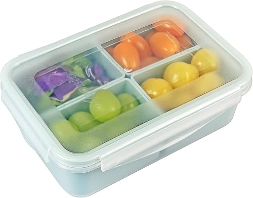 Miniatura 9 de carrotez Contenedores de almacenamiento de alimentos con 2 compartimentos extraíbles, recipientes para aperitivos con tapas herméticas, control de