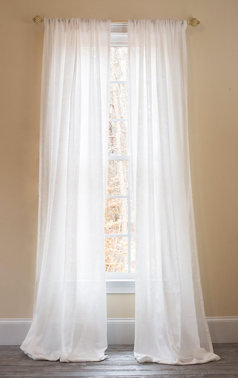 Manor Luxe Sandy Beach Sheer Rod Pocket Window Curtain, Single Panel, 52 x 84