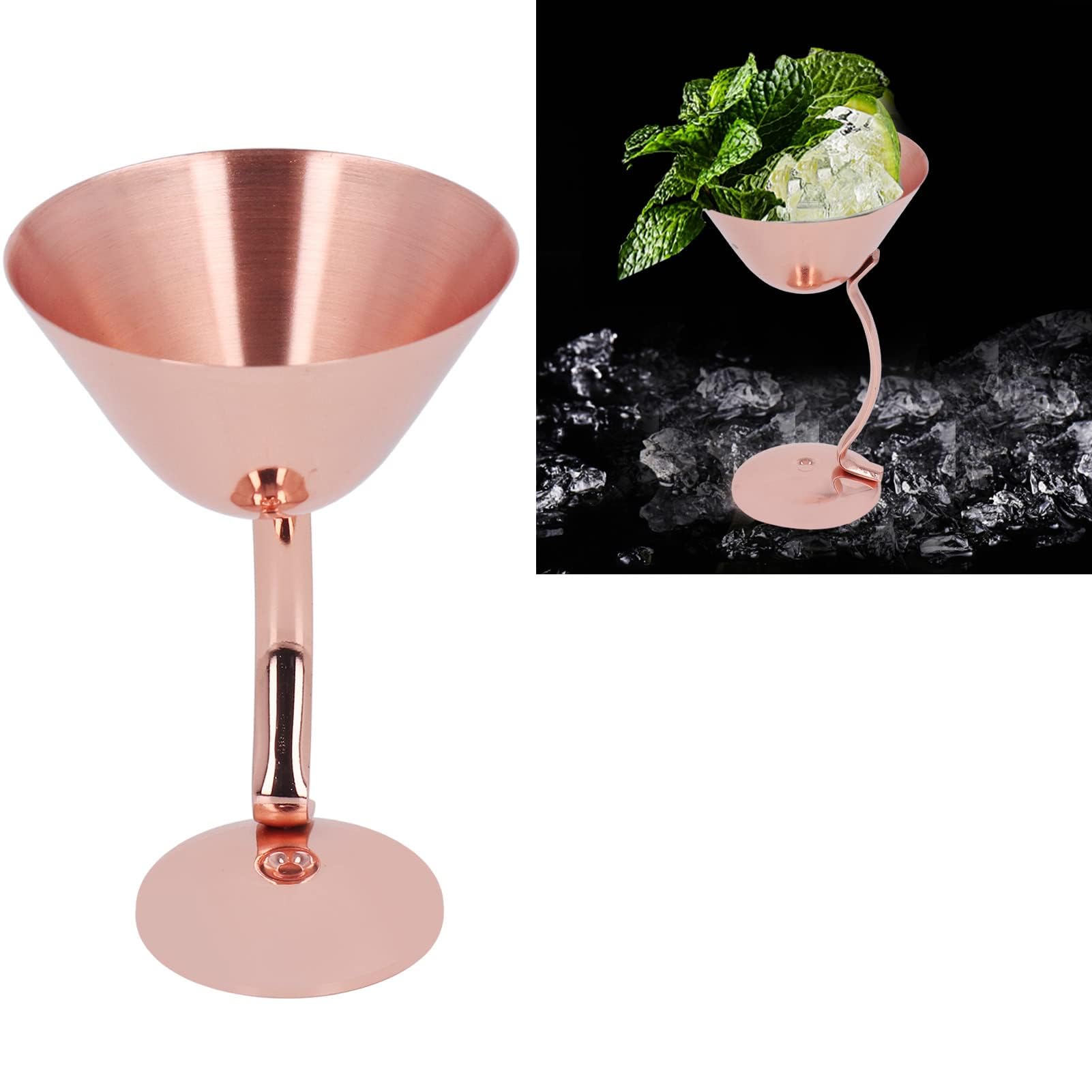 Calici Martini In Acciaio Inossidabile Oro Rosa - Bicchieri Infrangibili Da 220ml Per Cocktail E Margarita