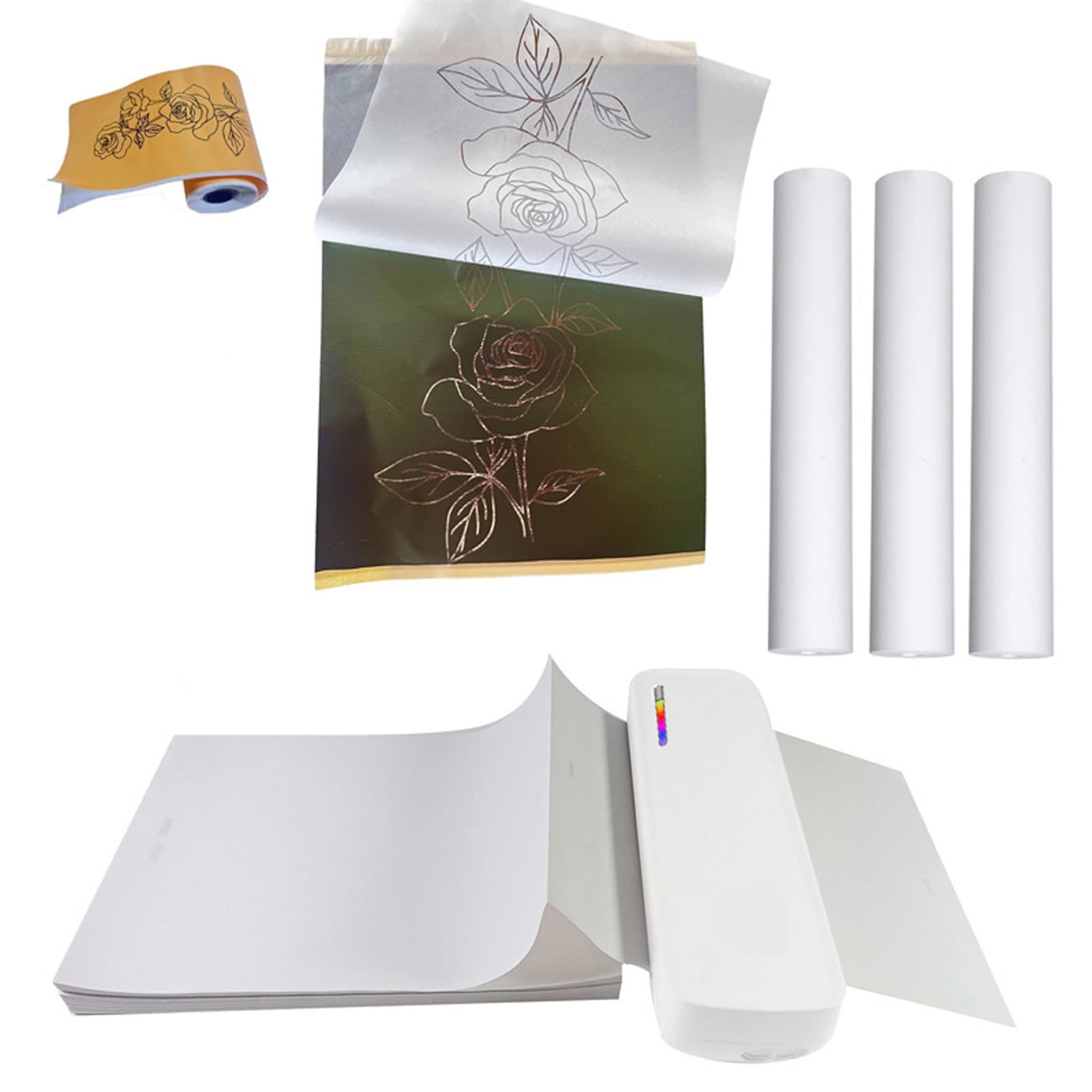 Drukarka przenośna, Termiczna drukarka fotograficzna BT A4 203 dpi, Wszechstronna drukarka atramentowa z rolką papieru termicznego o długości 5,2 m do tekstów i obrazów