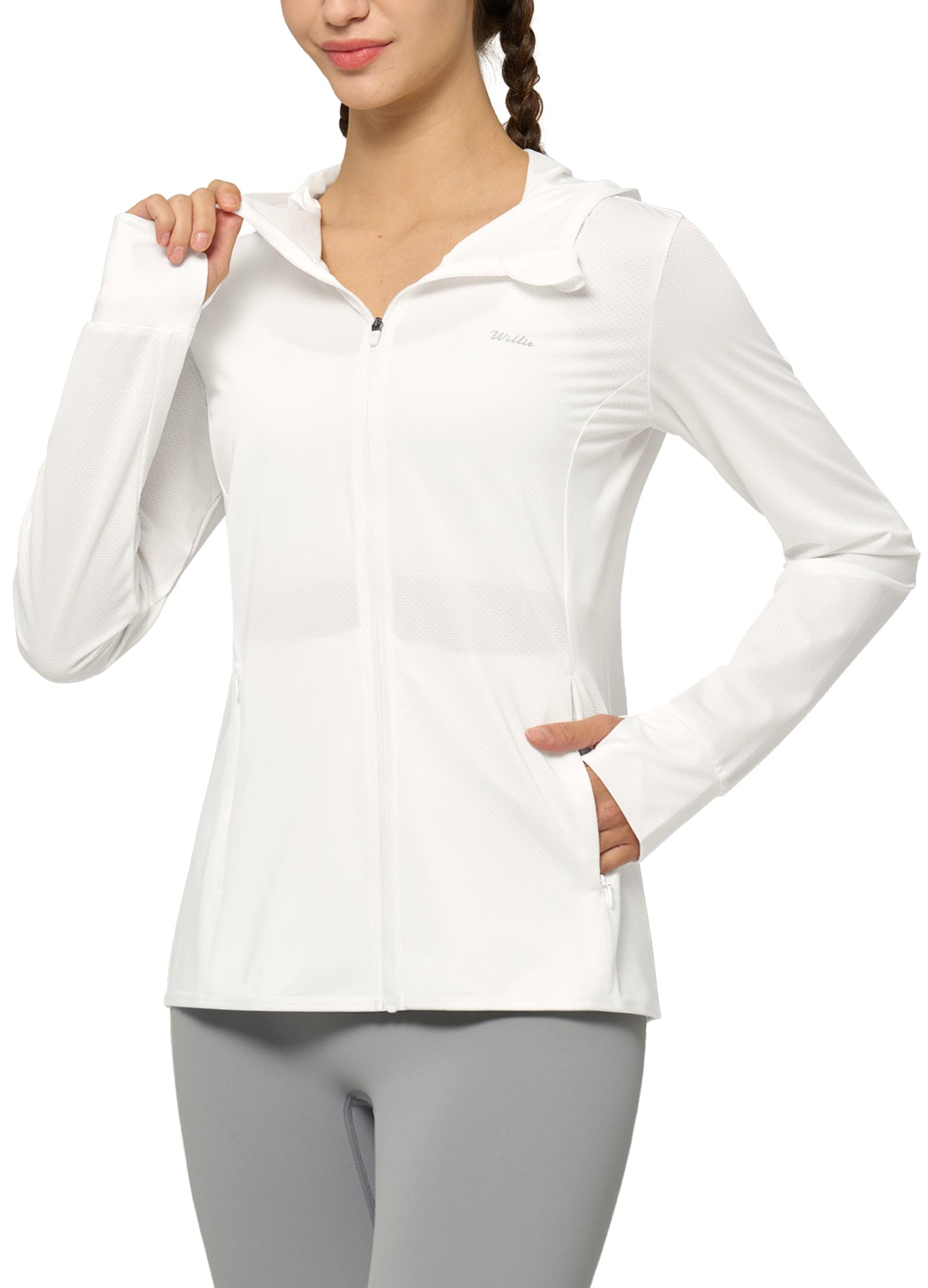 Willit Women's UPF 50+ Sun Protection Shirts UV Long Sleeve Zip Hoodies SPF Lightweight Jacket Hiking Outdoor with Pockets