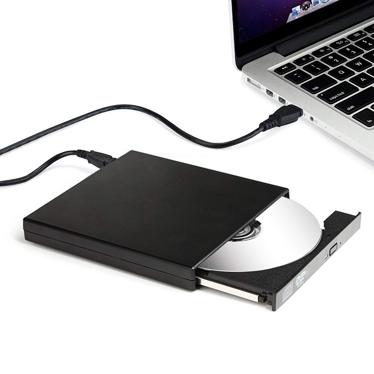 JuaneryExternal DVD Drive USB 2.0 CD Burner Protable CD-RW/DVD-R Superdrive Ultra Slim for PC Mac MacBook Pro/Air iMac Laptop
