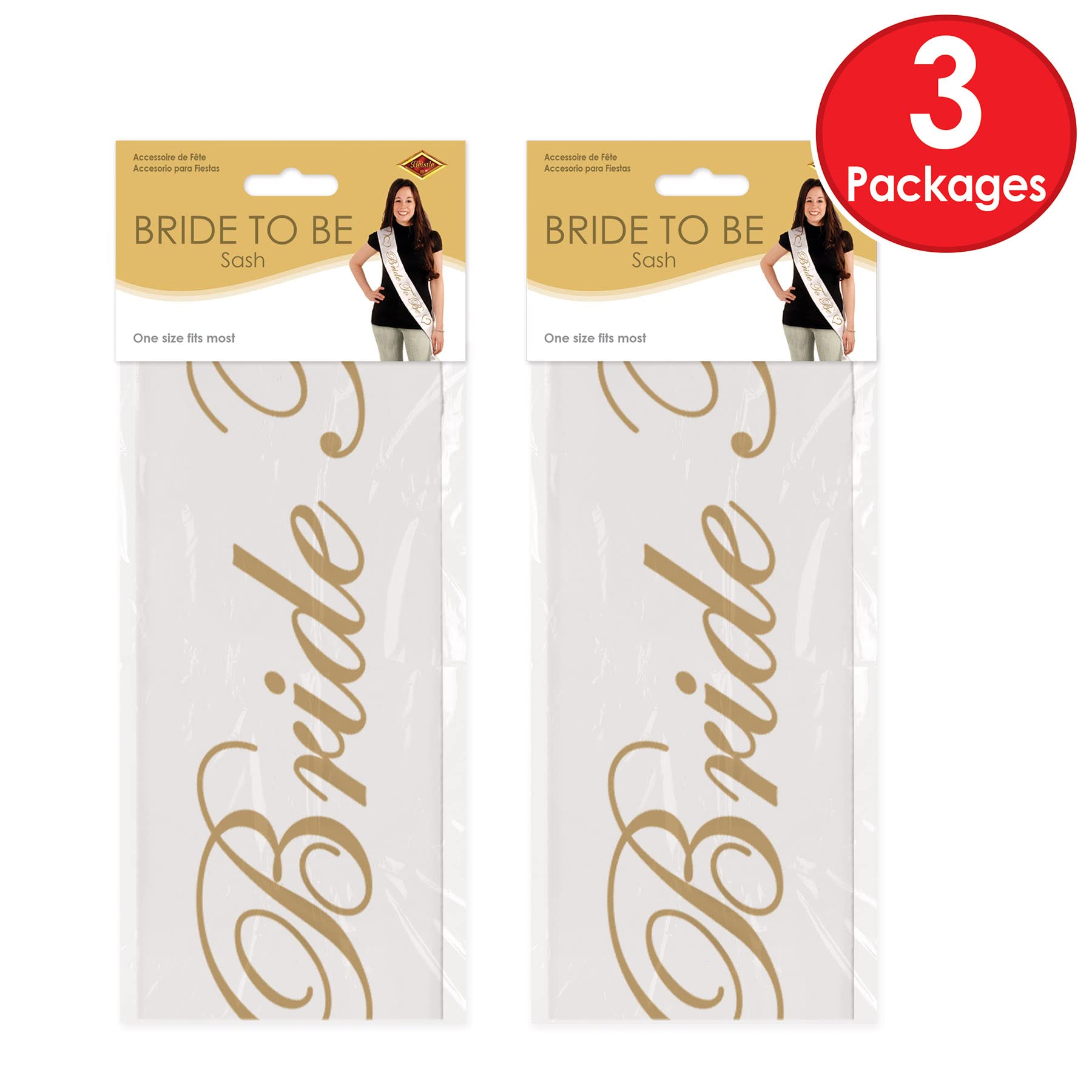 Beistle Per Matrimonio Fascia, Tessuto, Bianco/Oro
