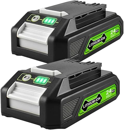 Paquete de 2 baterías de repuesto de 24 V 3.0 Ah para batería Greenworks de 24 V 29842 29852 BAG708 BAG711 compatible con herramientas inalámbricas