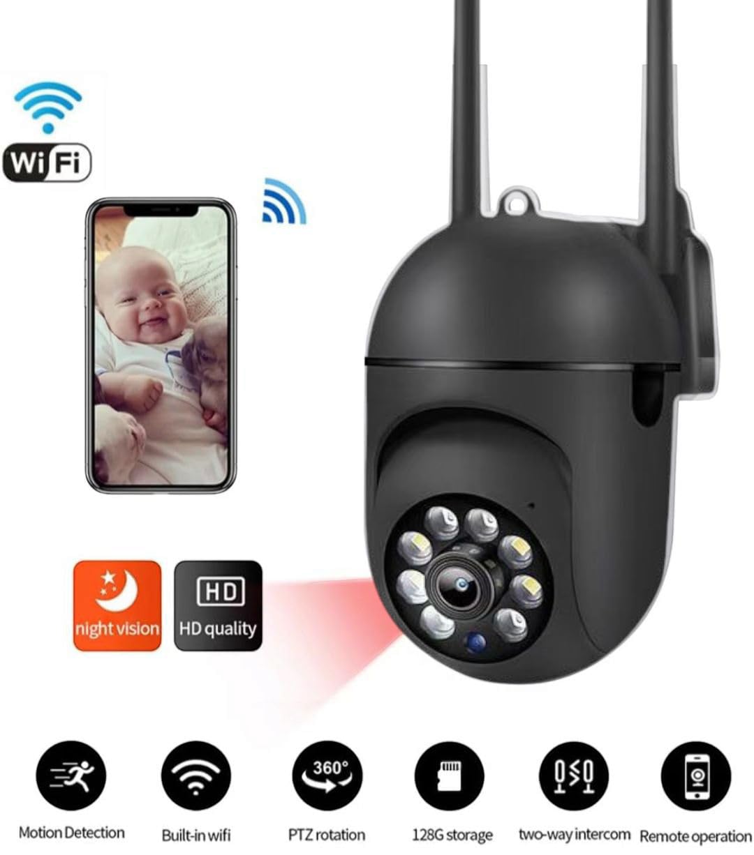 FAVONE Smart 360° PTZ Outdoor Security Camera 2MP Full HD Color Night Vision IP65 Waterproof Motion Detection Two-Way Audio Home & Office CCTV Camera 1