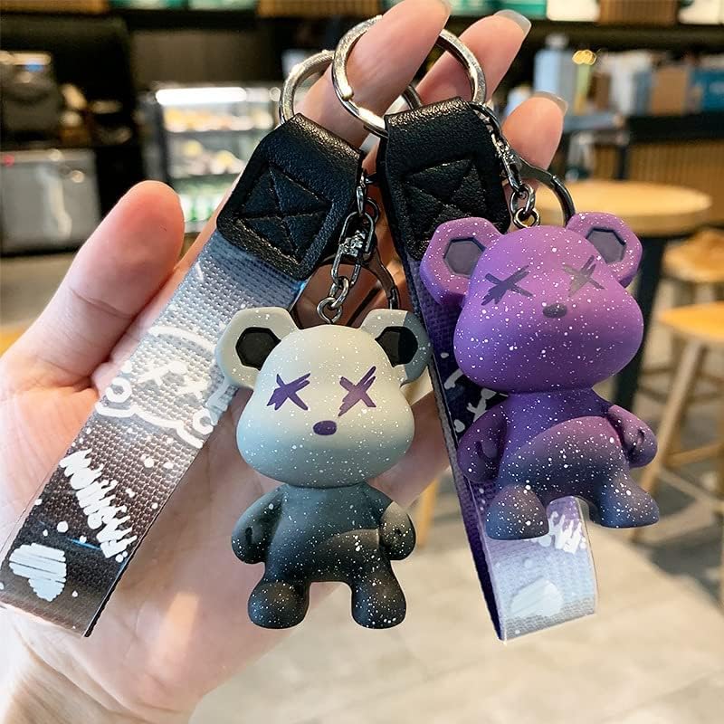 Cute Bear Keychain, Cartoon Bear Key Ring Bag Pendant Wristband, Suitable for Car Key Backpack Accessories - Image 3