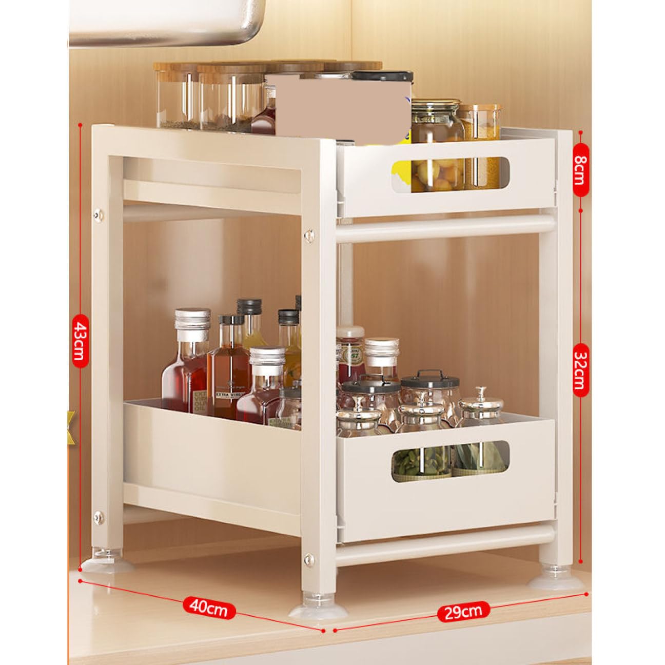 Amazon.co.jp: MJKQ9 収納ラック 2段 幅40 奥行29 高さ32cm キッチン