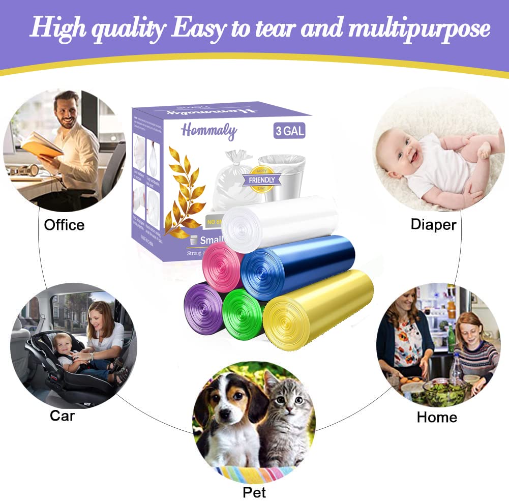 Hommaly Lot De 180 Sacs Poubelle Transparents Solides De 18 à 20