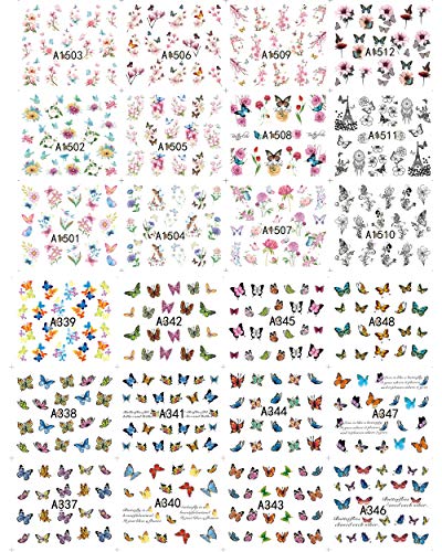 LABOTA 48 Blätter Schmetterling Nail Art Wassertransfer Aufkleber Abziehbilder, Schmetterling Nagelsticker Selbstklebend… – Bild 4