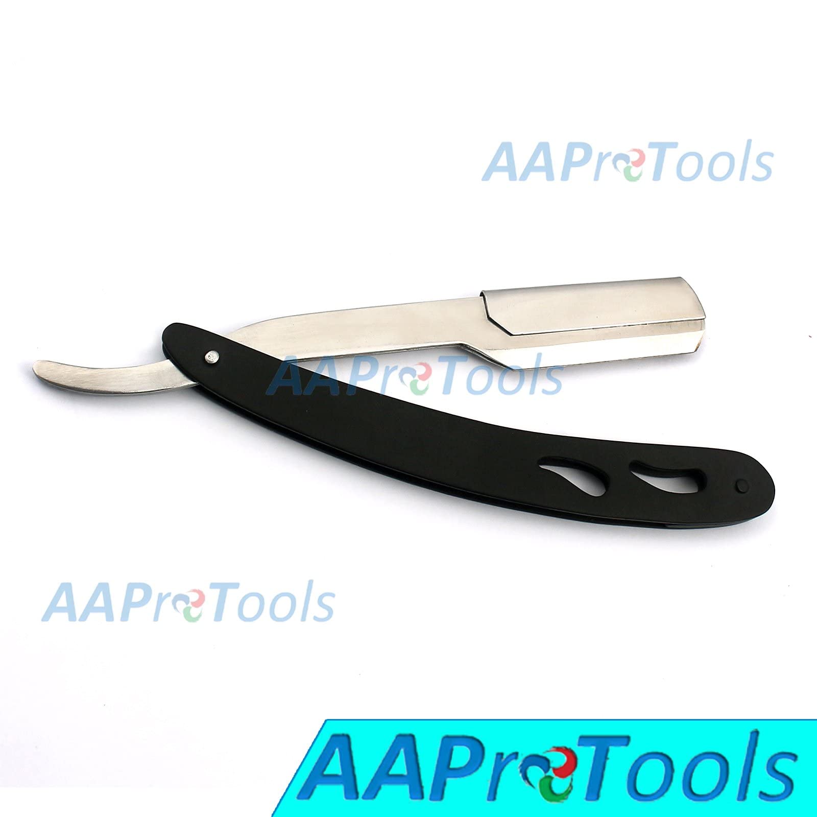 AAPROTOOLS STRAIGHT EDGE BARBER SHAVING RAZOR, STEEL MATTE BLACK FOLDING STRAIGHT RAZOR, USES SINGLE EDGE REPLACEABLE BLADES A+ QUALITY