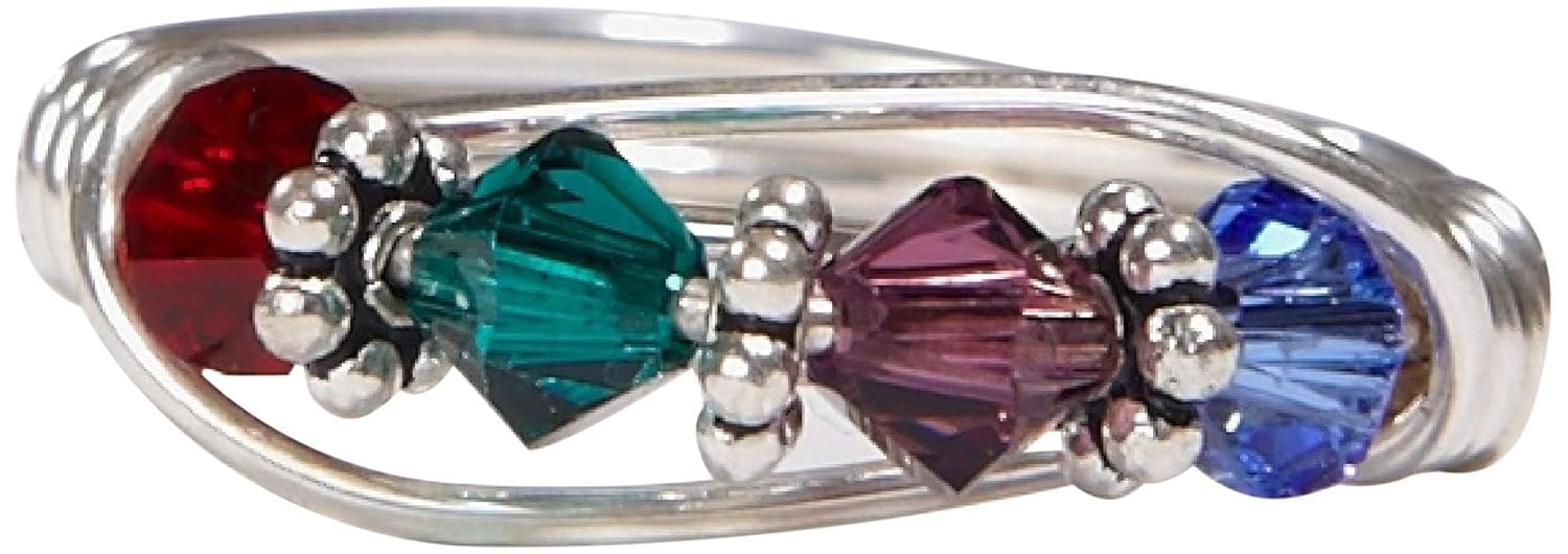 Mother's Birthstone Ring: Personalized Sterling Silver Mom's Multistone Family Ring