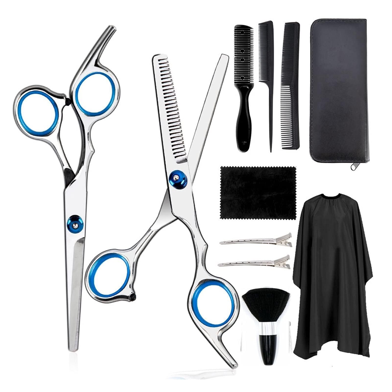 Juego de Tijeras Profesionales de 6 Pulgadas para Cortar el Cabello - 3/10 Piezas, Tijeras de barbero de Acero Inoxidable para peluquería, entresacado y Cuidado de Mascotas (Rojo B)