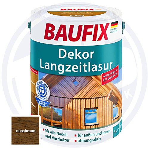 Preisvergleich Produktbild Baufix Dekor Langzeitlasur Nussbaum 5 Liter