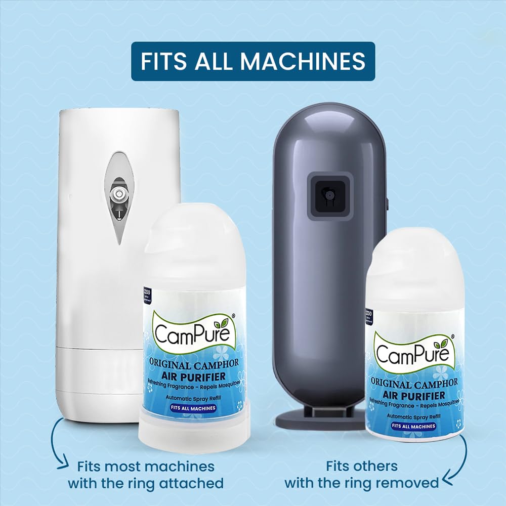 CamPure Automatic Freshener Refill (225 ml) | Original Camphor Air Purifier | 100% Organic | Refreshing Fragrance For Home, Bathroom And Office | 2200 Sprays Guaranteed | Lasts upto 60 Days 2