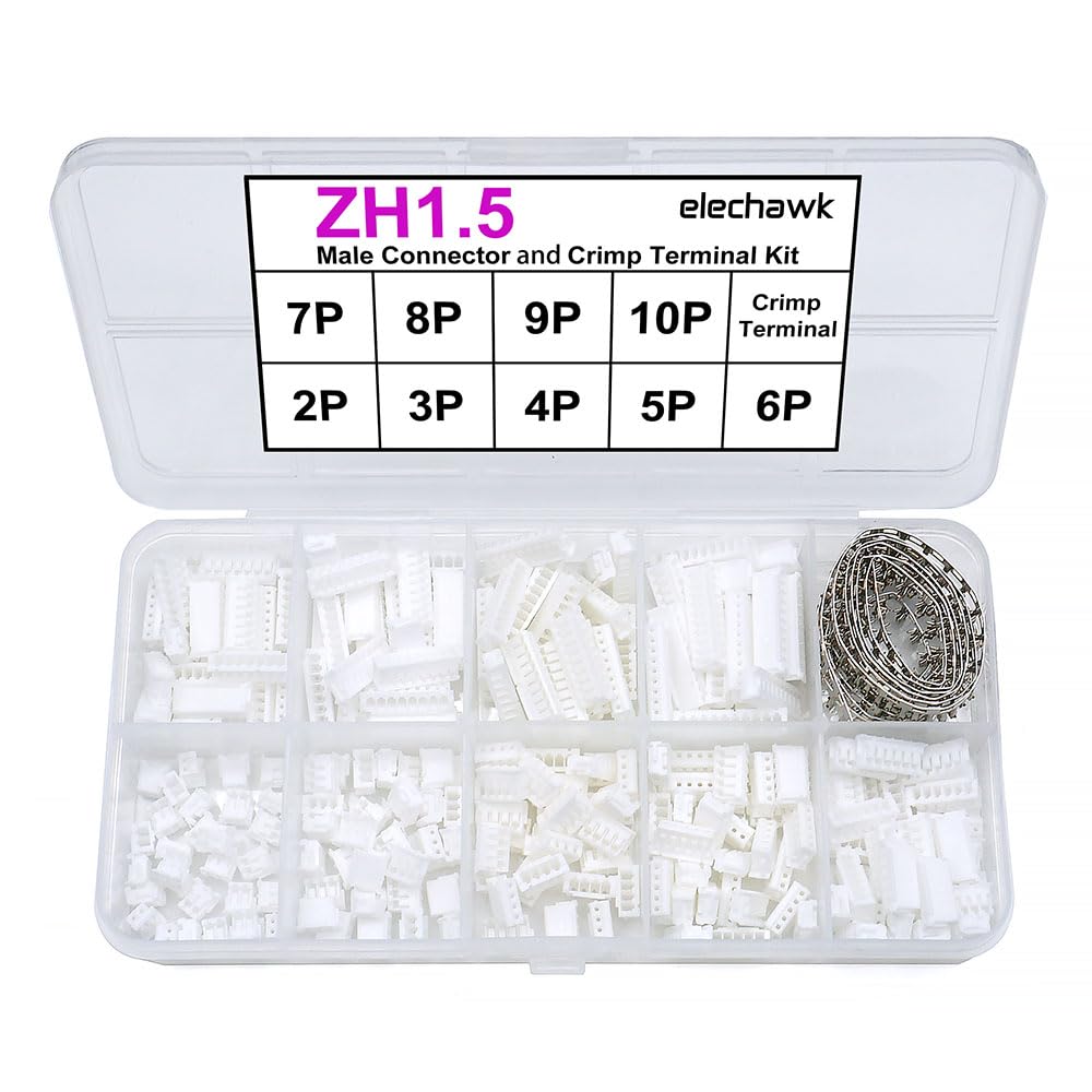 ZH 1.5MM Connectors and Crimp Terminal kit Compatible with JST ZH 1.5 Connector 2/3/4/5/6/7/8/9/10 Pin Housing