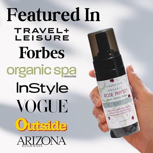 Miniatura 5 de Peak Scents Limpiador facial orgánico suave, lavado facial natural con Rose Phyto - Limpiador suave hidratante, ideal para mujeres, lavado facial