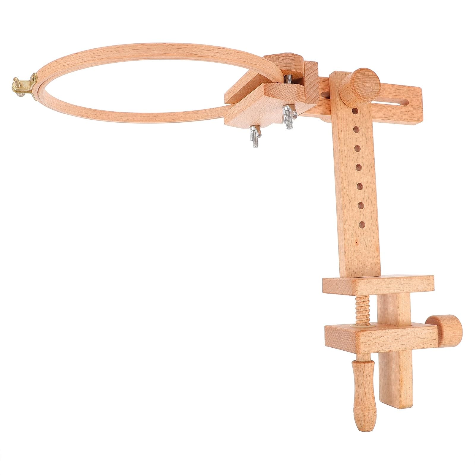 minkissy Bastidor de Bordado de Madera para Punto de Cruz Rotación 360 Grados y Espaciamiento Ajustable para Manualidades DIY