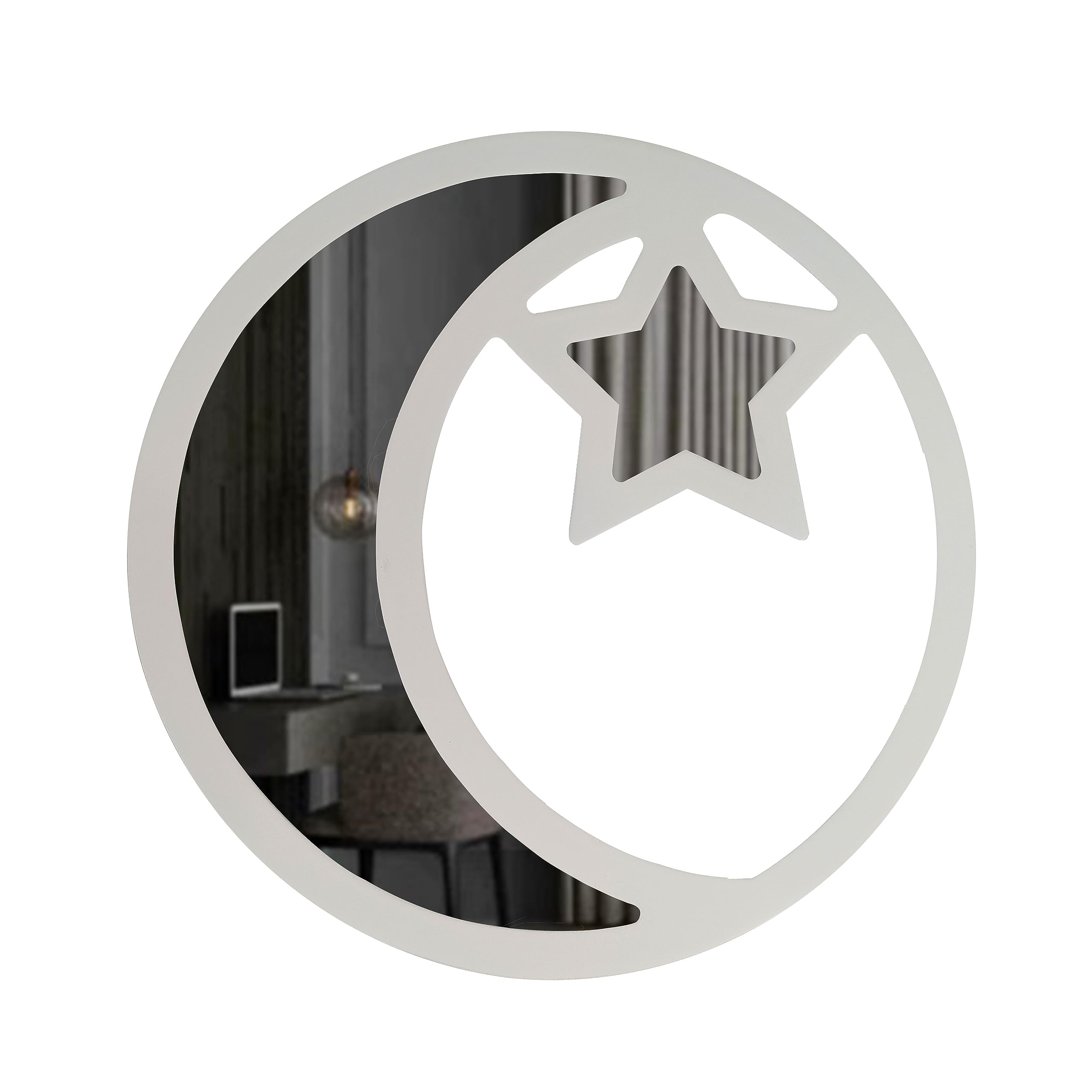 ARTAWEIN Hanging Circle Mirror Wall Decor Moon Shape Mirror for Bathroom, Bedroom, Vanity, Living Room, Entryway, 11.8Inch X 11.8 Inch