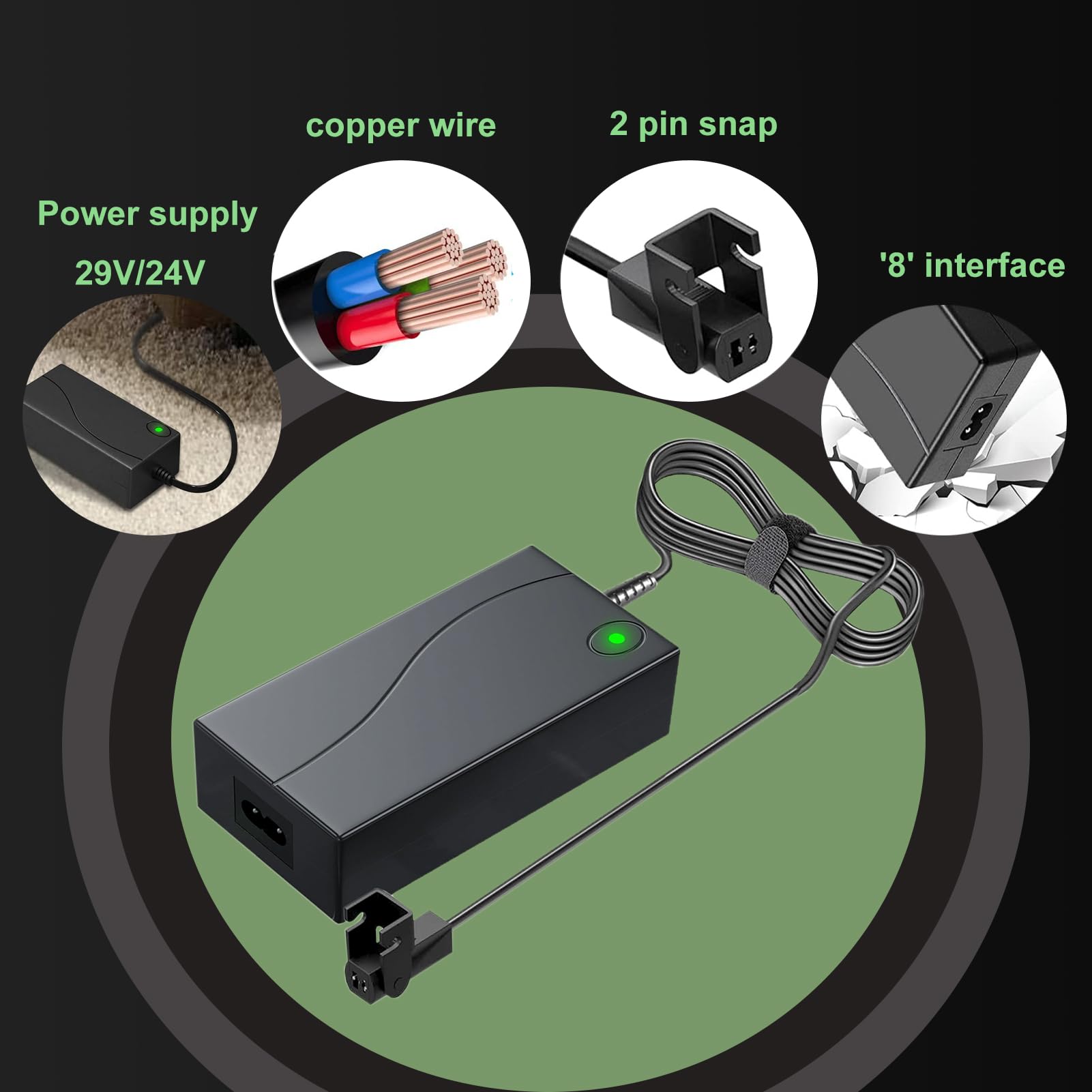 Power Recliner Netzteil 29V/24V 2A, Netzadapter 2 Pin, elektrisch neigbare Sofas Adapter, Netzteil für Sofa ZB-A290020-A W52RA73-290018, KDDY001, KDDY008, ZB A290020-B