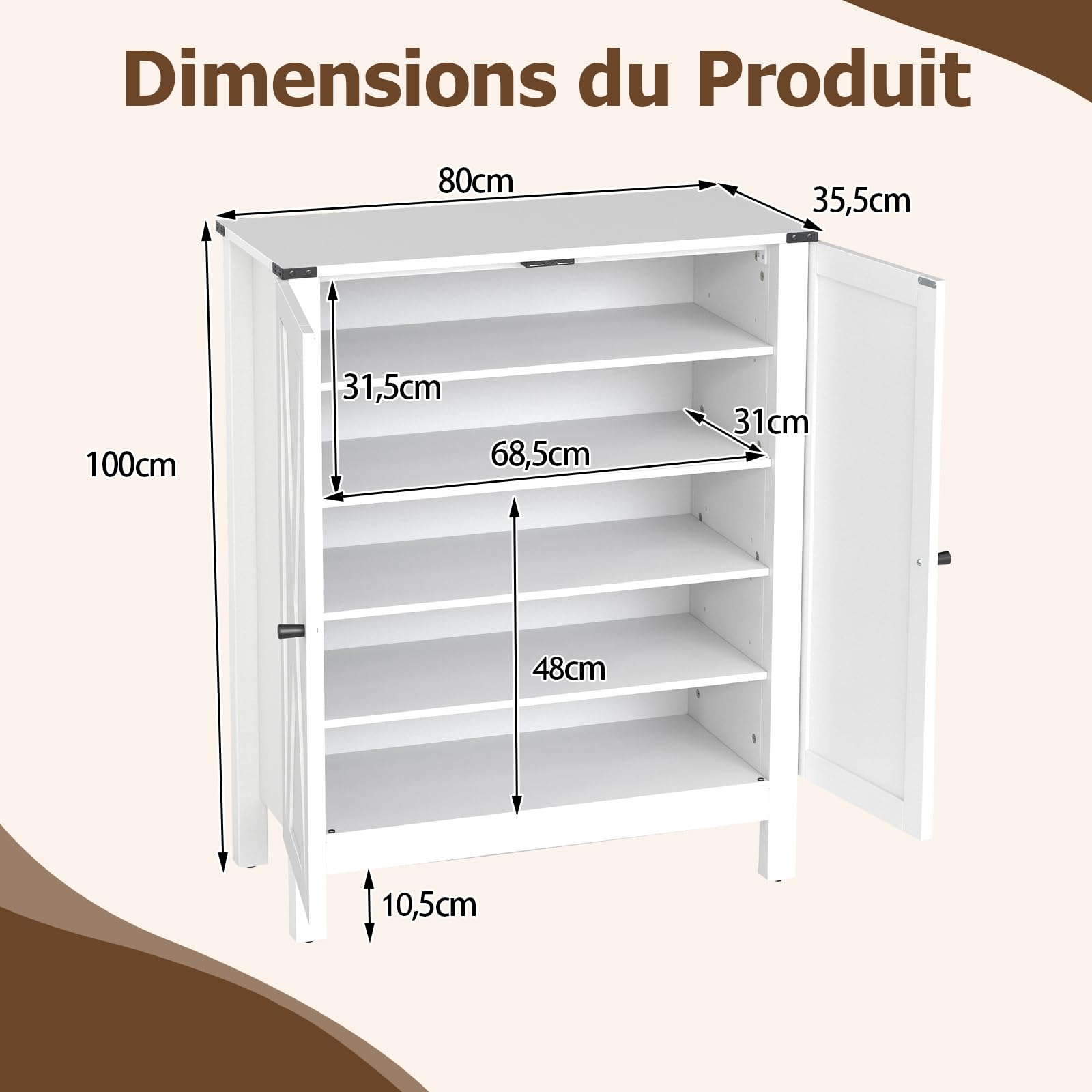 COSTWAY Meuble a Chaussure à 3 Niveaux, Étagères Réglables Amovibles COSTWAY Meuble a Chaussure à 3 Niveaux, Étagères Réglables Amovibles