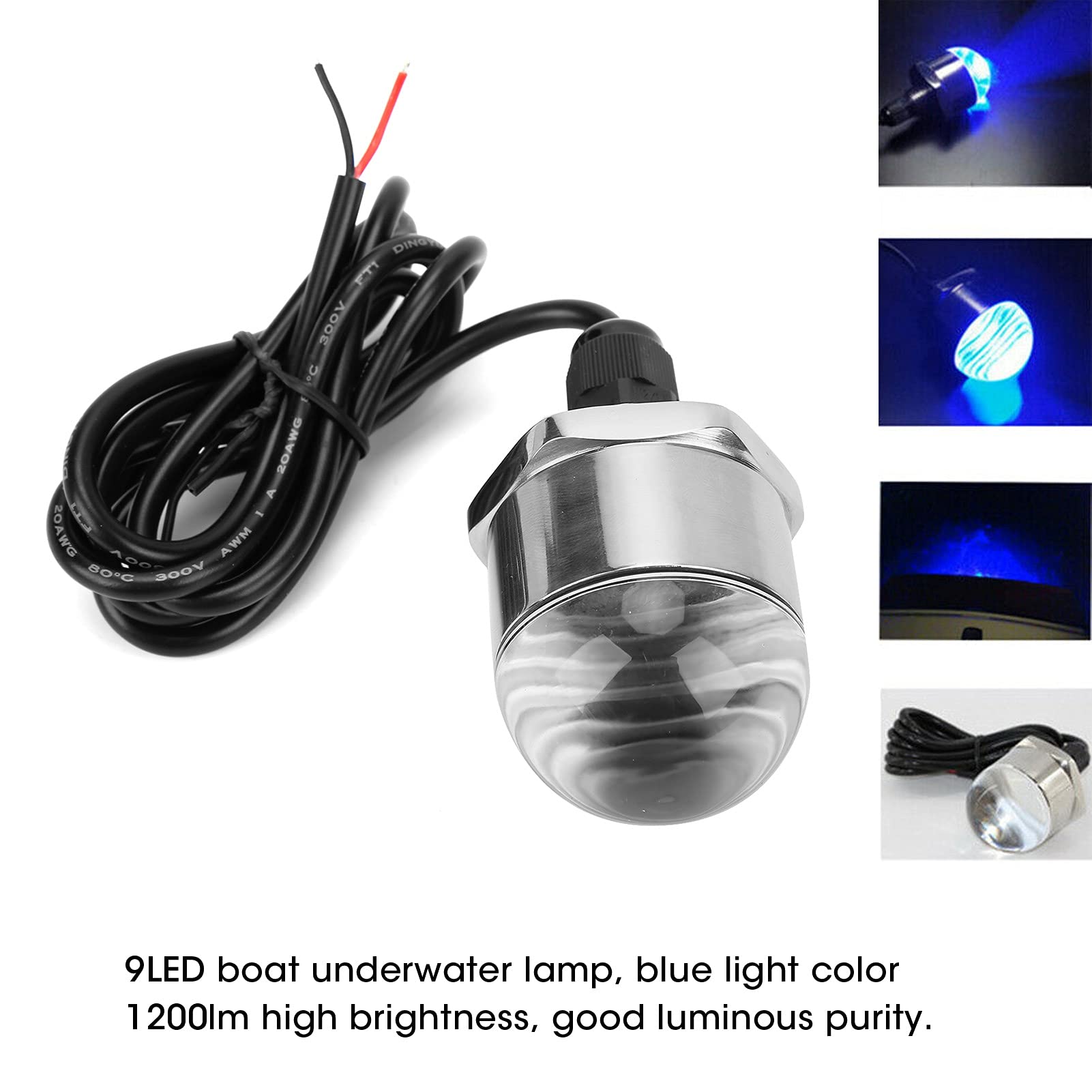 Le Bateau Bleu Allume 9LED Lumières sous-Marines de Bateau 12V Lumière de Bouchon de Vidange 1200lm 1/2in NPT Fil Lampe sous-Marine pour Bateau Marin Yacht