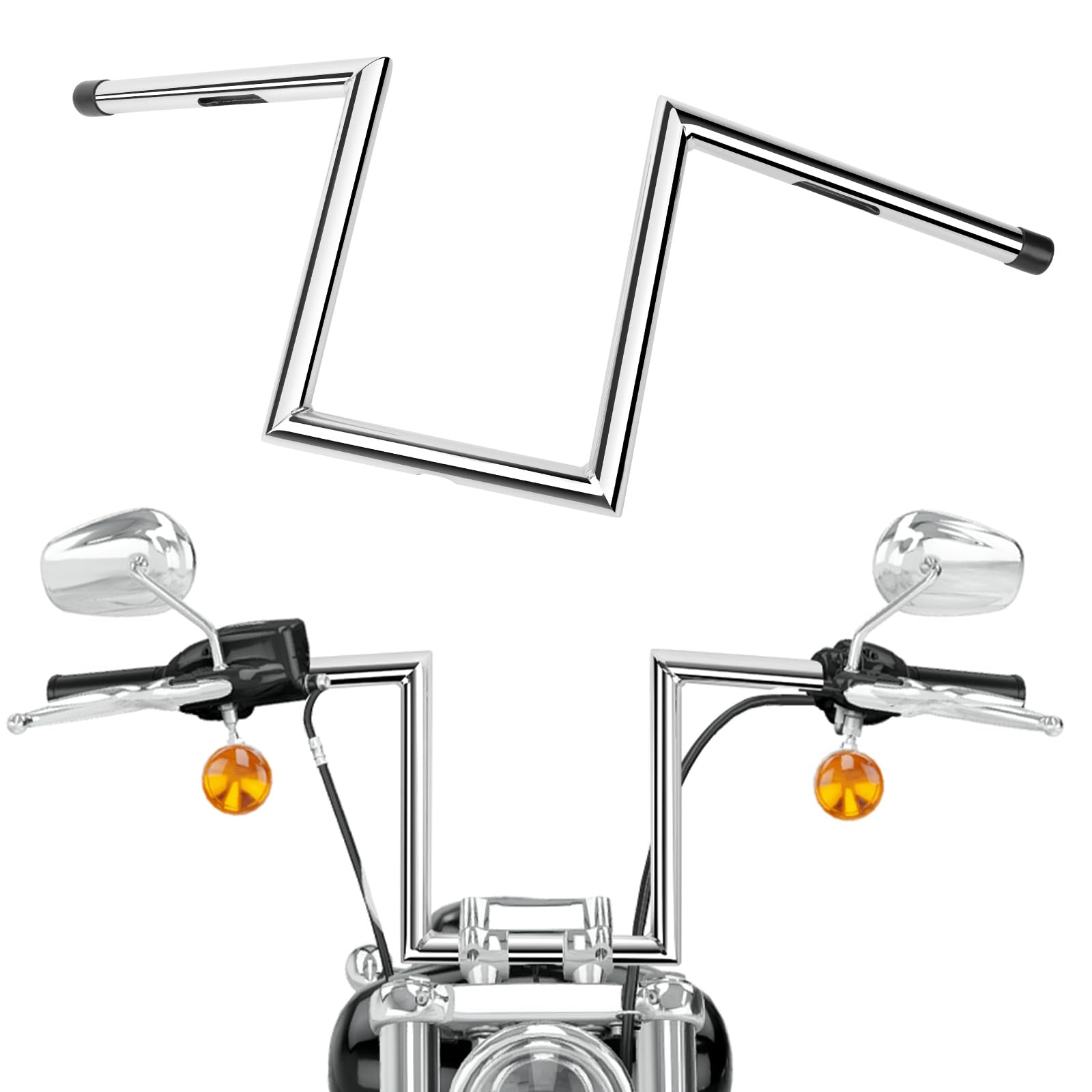 DREAMIZER Manubrio Moto 25mm 1" Ape Hanger 10 pollici Compatibile Harley Honda Yamaha Suzuki Kawasaki