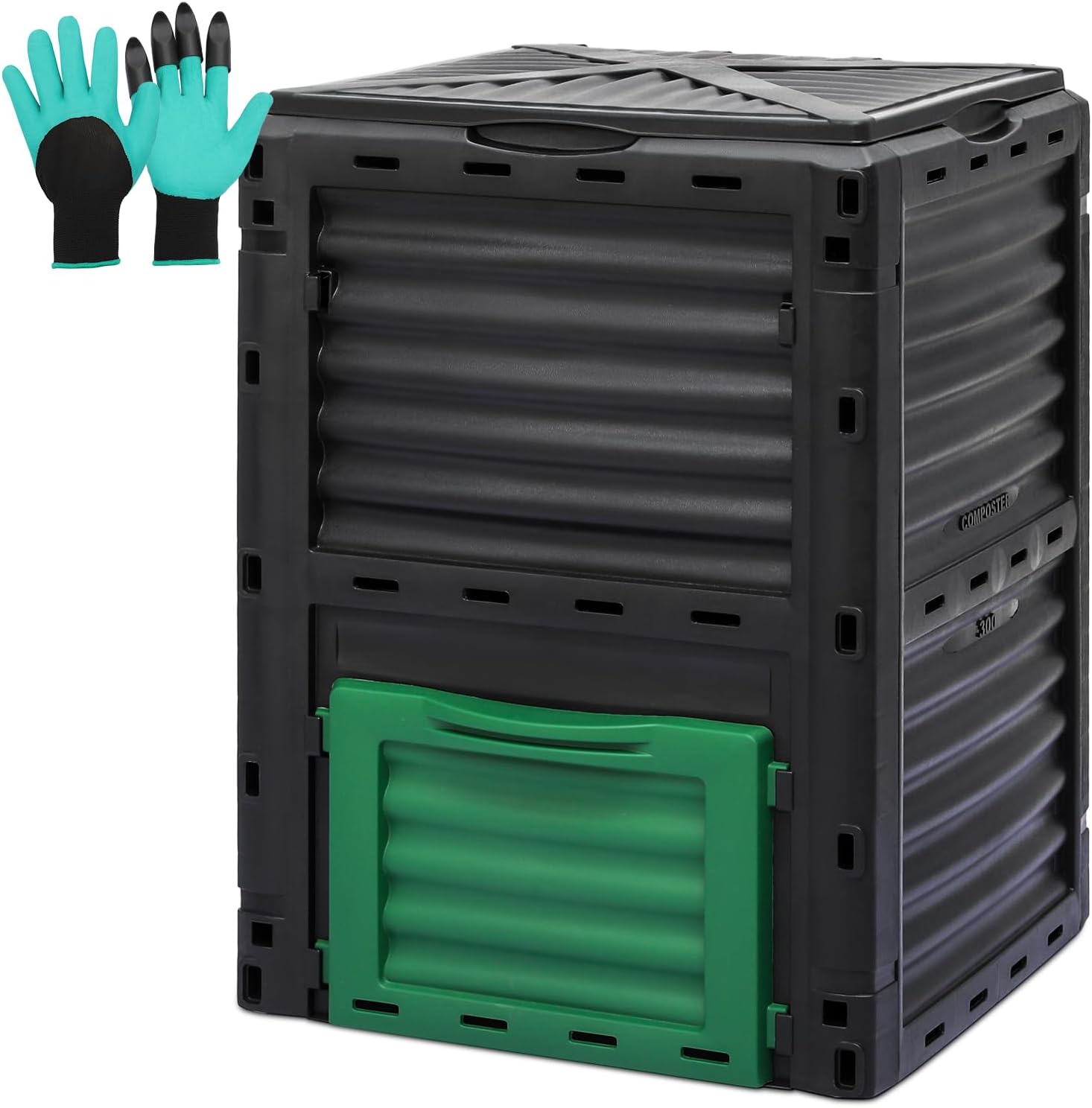 Athena Collection 80 Gallon Compost Bin - Large Outdoor Composter with Snap-On Lid, Aeration Vents, Easy Assembly for Garden Yard Waste