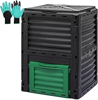 Athena Collection 80 Gallon Compost Bin - Large Outdoor Composter with Snap-On Lid, Aeration Vents, Easy Assembly for Garden Yard Waste