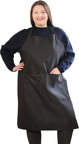 APRONNER Delantales de lino de algodón para hornear de talla grande para mujer con bolsillos para cocina