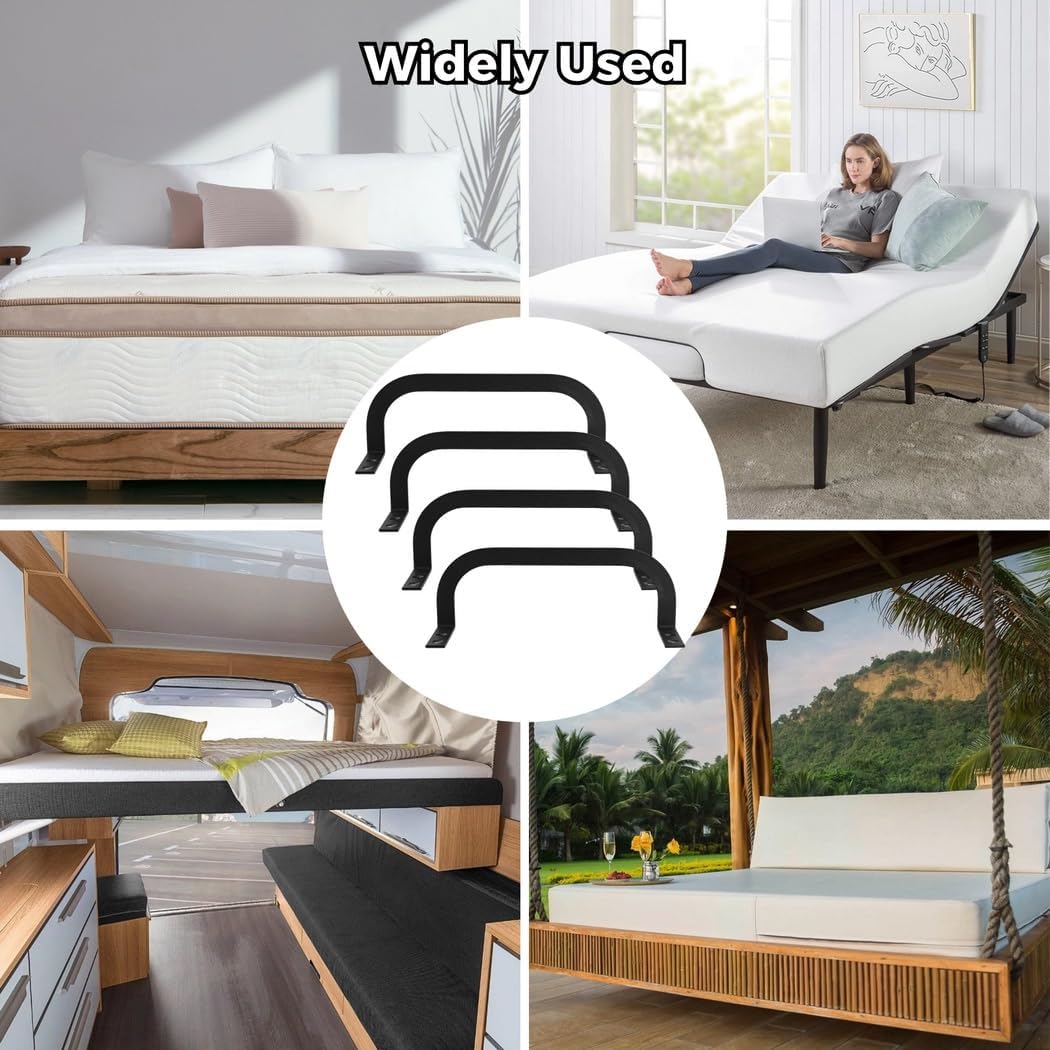 Gripper Non-Slip Mattress, Metal Mattress Retainer, 4 Pcs Slide Stoppers Mattress, Stabilizer Mattress for Rv Beds, Wooden Beds, Adjustable Beds with Screws Holder