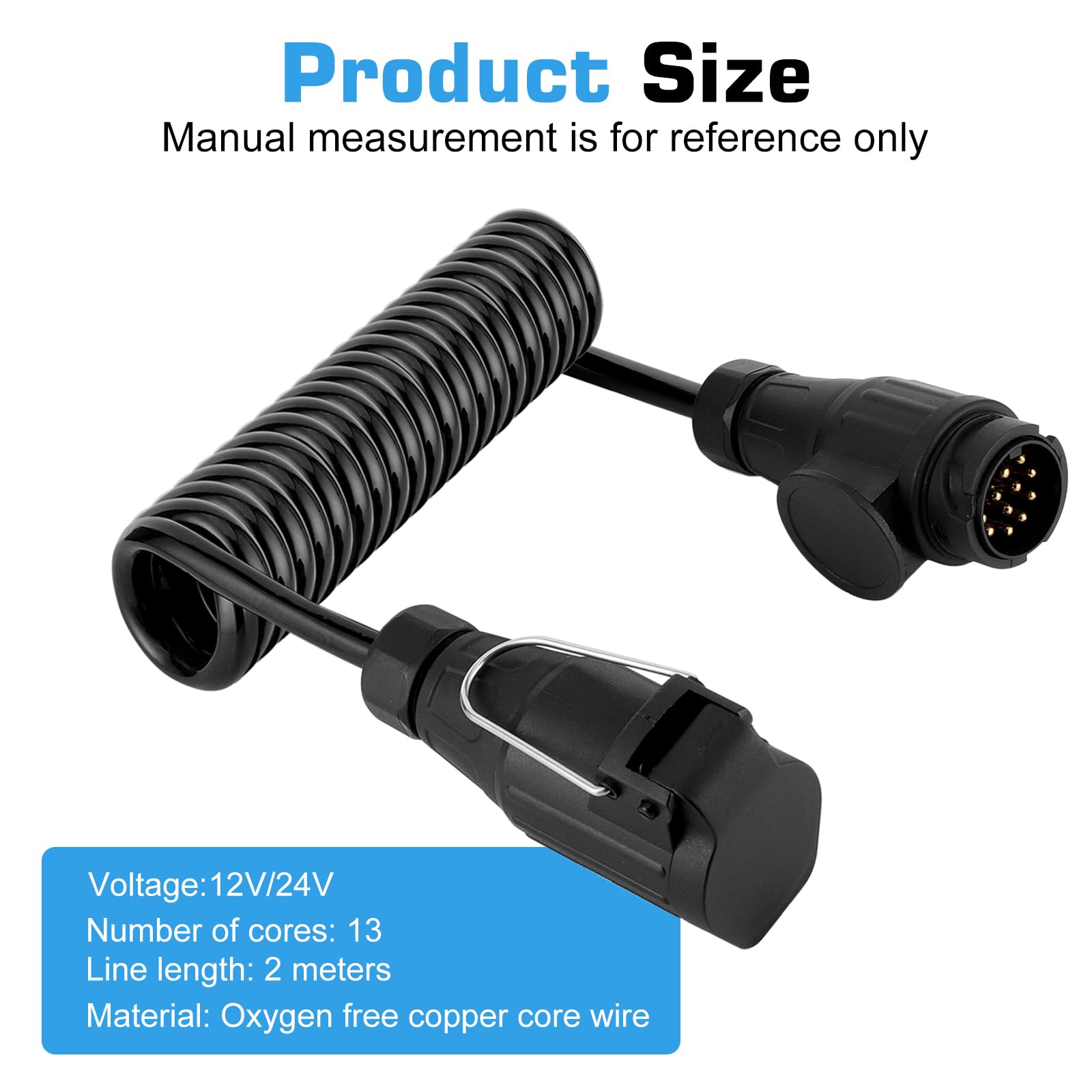 SGZIOO Anhänger Verlängerungskabel 2m - 13 Poliges Spiralkabel Für Auto & Wohnwagen