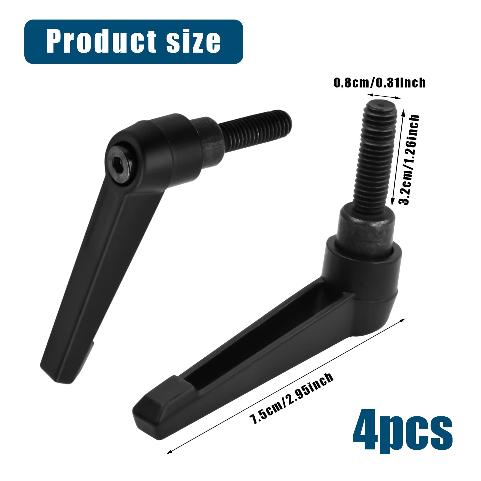 4 Maniglie Di Serraggio Regolabili M8 - Leva Di Bloccaggio In Metallo Per Macchinari - Foto 10