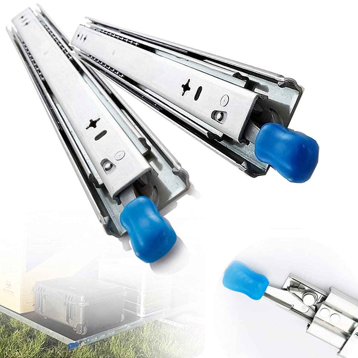 RCBDBSM Heavy Duty Drawer Slides 10 Inch - 60 Inch Metal Ball Bearing Runners Rails Track, Full Extension Ball Bearing Heavy Duty Drawer Rails with Lock, 1 Pair,26inch(650mm)