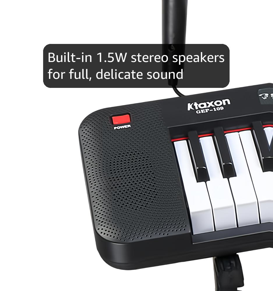 Ktaxon 61 Key Keyboard Piano Electric Keyboard w/Lighted Keys, Electric Piano Set with Headphones, Microphone, Music Rest, Power Adapter, Stand, Piano Bench and Manual (Compact-Classic Black)