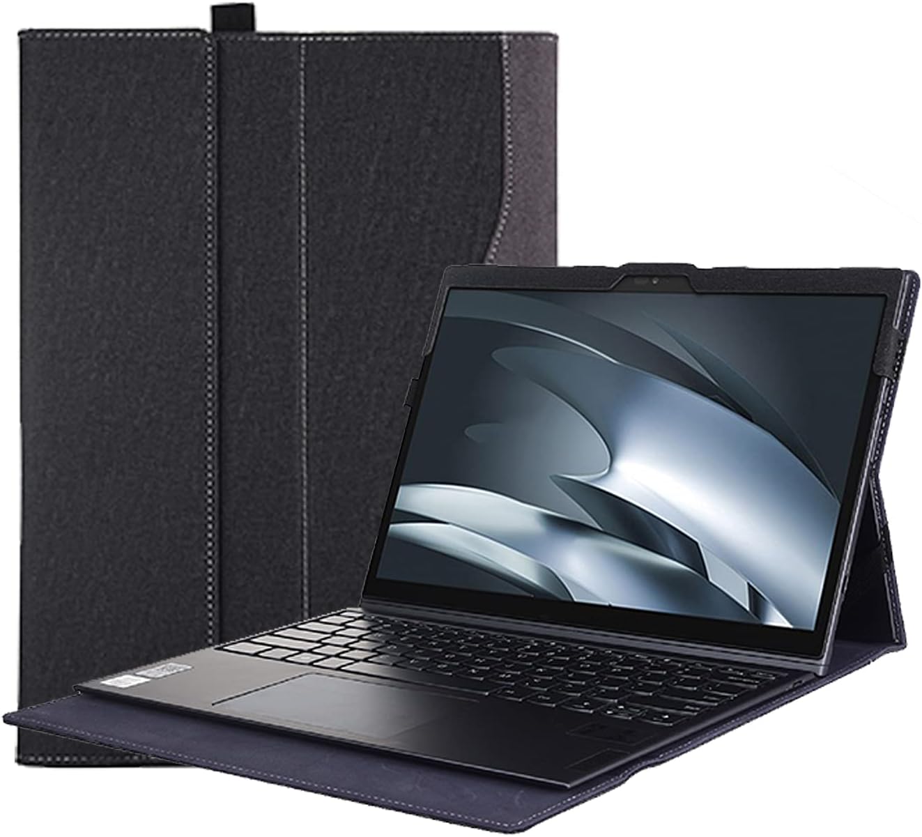 Laptop Case for Lenovo Yoga Duet 2021 13 inch/Lenovo Yoga Duet 2020 13''/Lenovo ThinkPad Yoga Duet 7 Cover, Premium PU Leather Protective Cover with Pen Holder(Black)