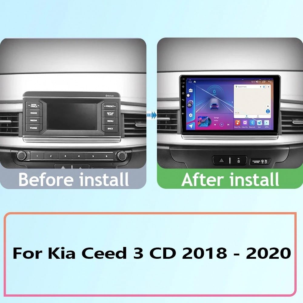 Coche con Carplay Android Auto Inalámbrica para Kia Ceed 3 CD 2018-2020 A-Pple Carplay & Android Auto, Autoradio Portátil Car Play con Pantalla Táctil, 4 Nuclear 1G+32G