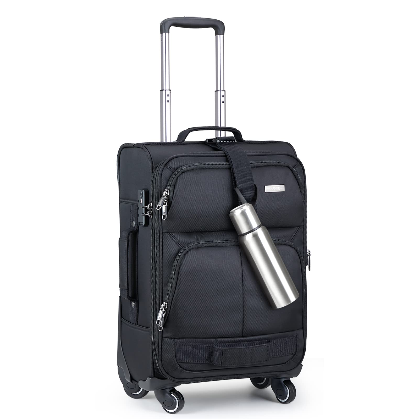 Hanke Multi-function 28 Inch Softside Expandable Luggage Carry On Suitcase with Lock Travel Luggage Suitcases with Wheels Upright Rolling Luggage for Women Men Weekender.
