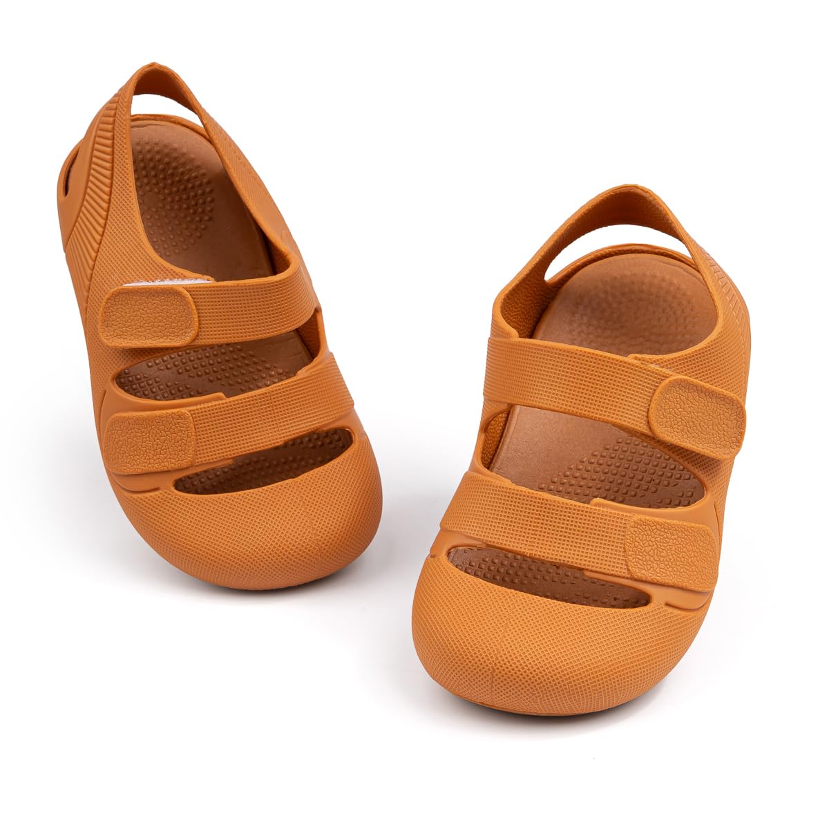 Bellocasa Toddler Girls Boys Jelly Sandals Children's Summer Outdoor Pool Beach Water Shoes Comfort Lightweight Closed Toe Fisherman Sandal for Little Kid(JYSR001 brown,23)