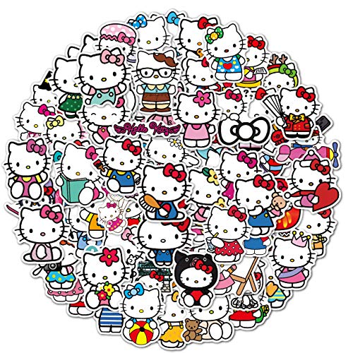 100PCS Hello Kitty Stickers Sanrio Stickers Kawaii Cat Stickers Vinyl Waterproof Stickers for Kids Teens Adults Laptop Water Bottles Skateboard Guitar